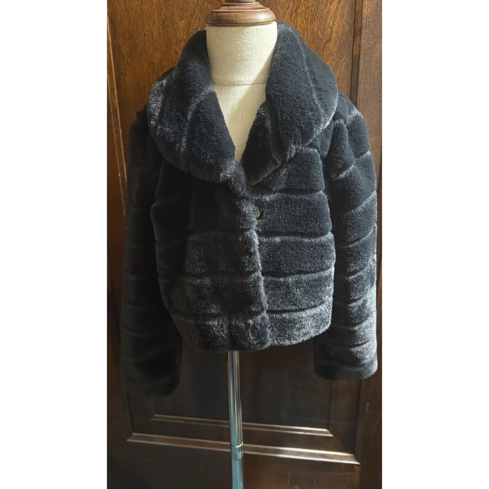 Janie And Jack Black Fur Coat Jacket Excellent Condition Size 5 To 6